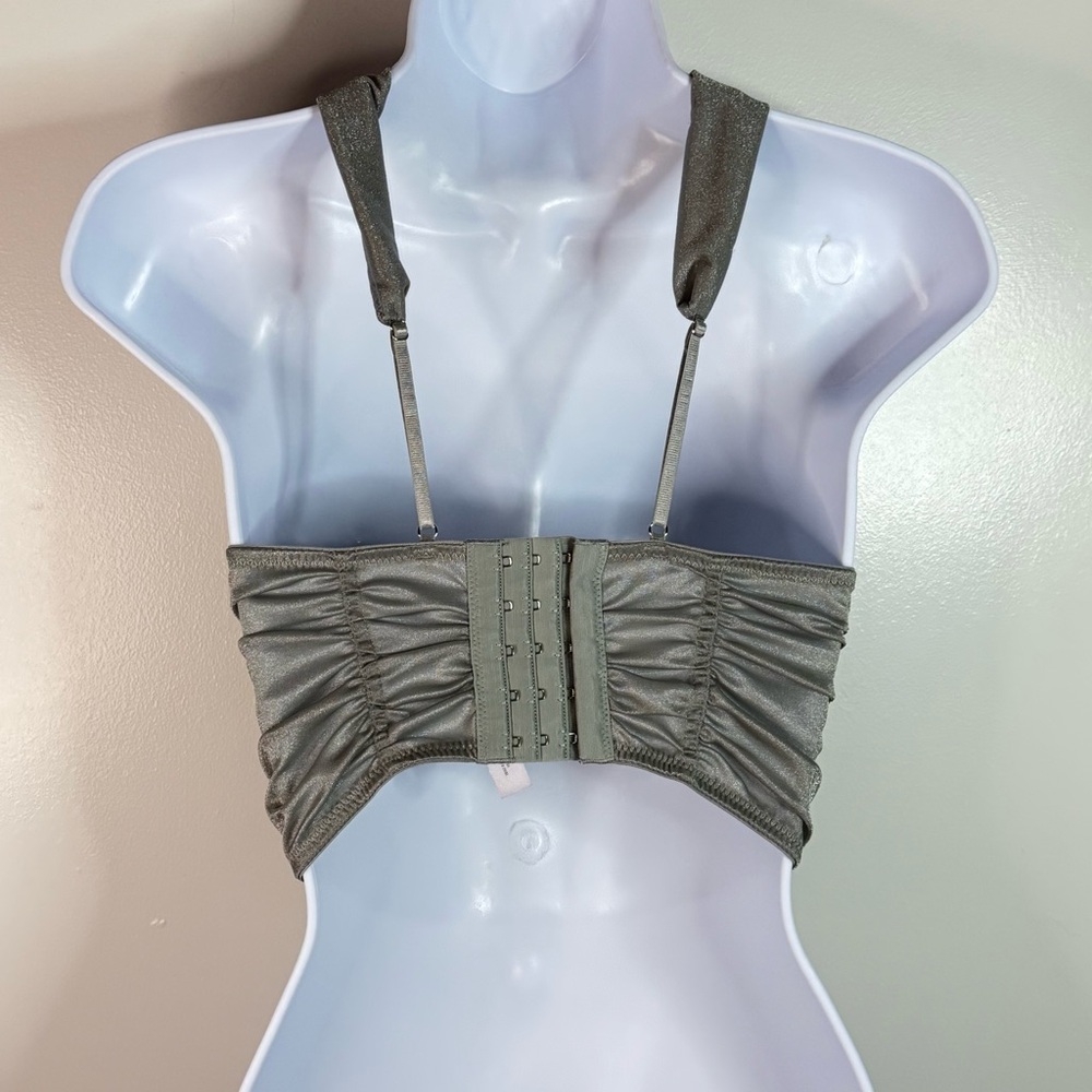 Urban Outfitters Out From Under Ella Shine Ruched Bustier Corset Top Silver. S. - Picture 7 of 10